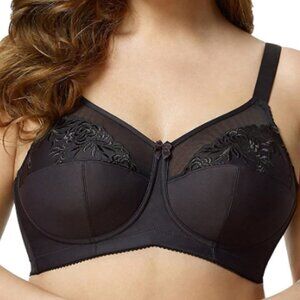 New Elila Full Figure Embroidered Microfiber Wire-Free Bra Black 1301